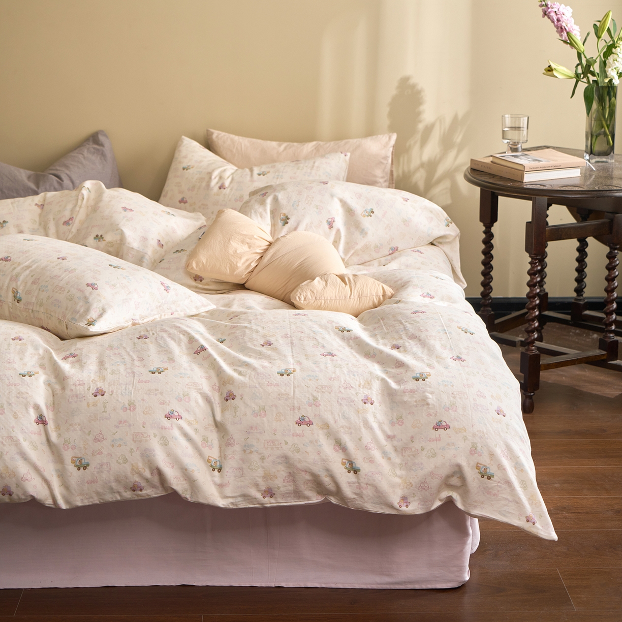 91家纺网 家纺一手货源 找家纺 （总）洋铭区（原狠狠爱） 2026春季新款简约全棉 无边双层纱 四件套系列