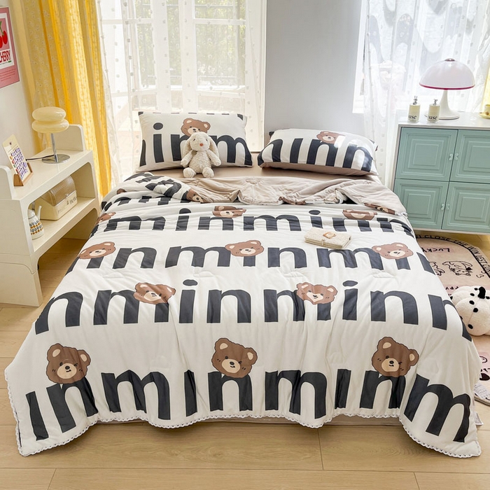 默忆 2026新款A类母婴级针织棉大豆云朵被子被芯夏被空调被春秋冬被四季被 字母熊