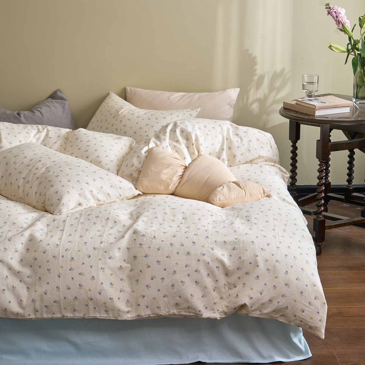 91家纺网 家纺一手货源 找家纺 （总）洋铭区（原狠狠爱） 2026春季新款简约全棉 无边双层纱 四件套系列