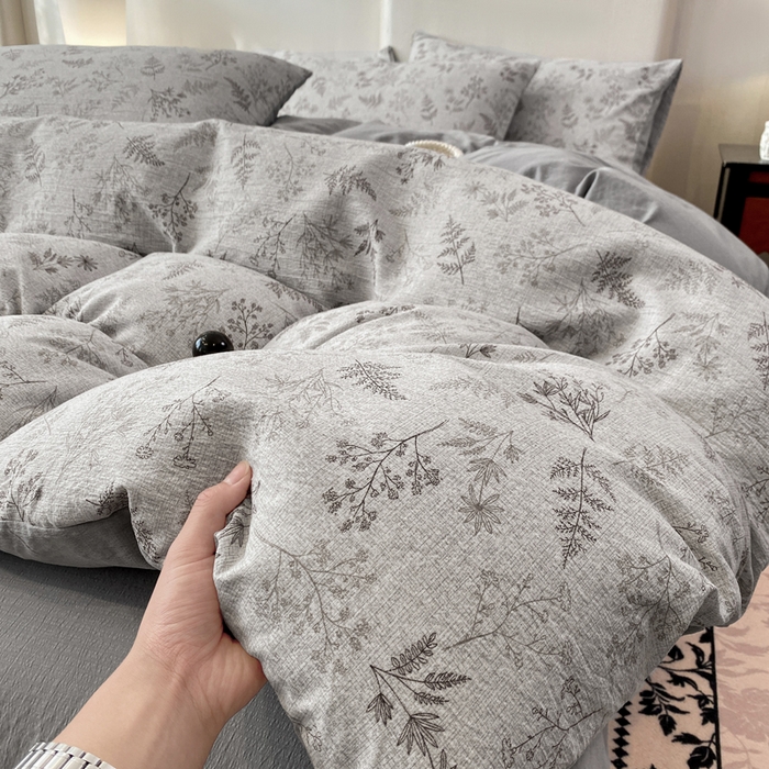 91家纺网 家纺一手货源 找家纺 红日子纺织品 2026春夏新款云感复古皱皱纱四件套 摇曳-灰