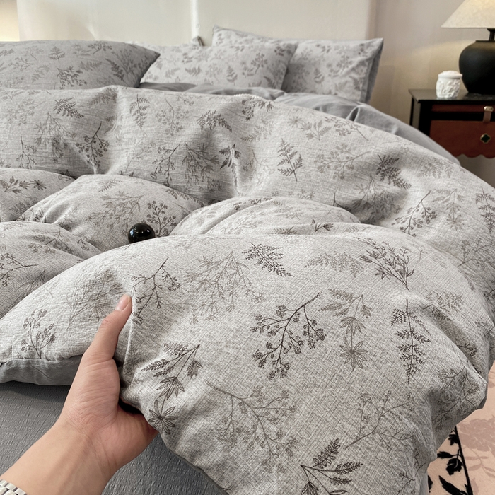 91家纺网 家纺一手货源 找家纺 红日子纺织品 2026春夏新款云感复古皱皱纱四件套 摇曳-灰