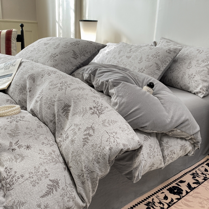 91家纺网 家纺一手货源 找家纺 红日子纺织品 2026春夏新款云感复古皱皱纱四件套 摇曳-灰