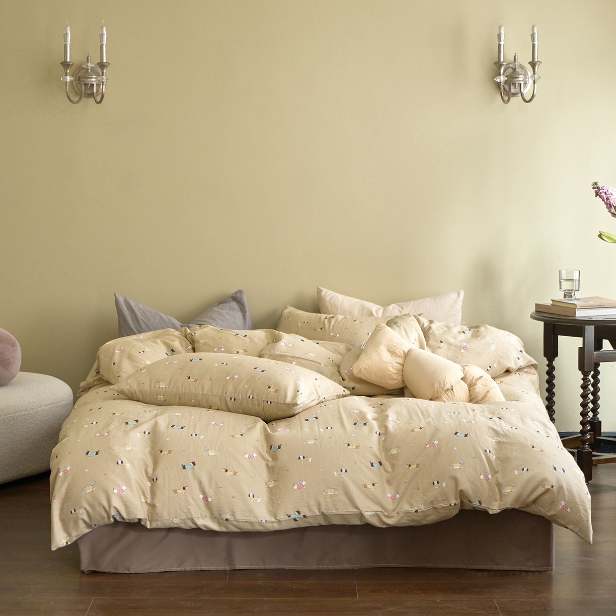 91家纺网 家纺一手货源 找家纺 （总）洋铭区（原狠狠爱） 2026春季新款简约全棉 无边双层纱 四件套系列