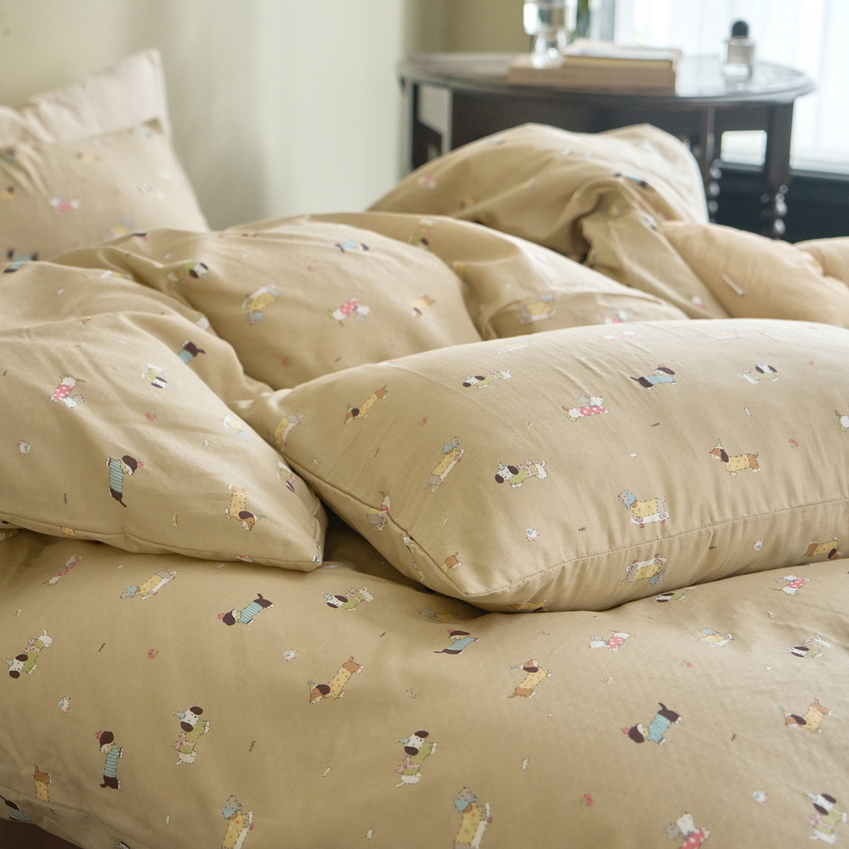 91家纺网 家纺一手货源 找家纺 （总）洋铭区（原狠狠爱） 2026春季新款简约全棉 无边双层纱 四件套系列