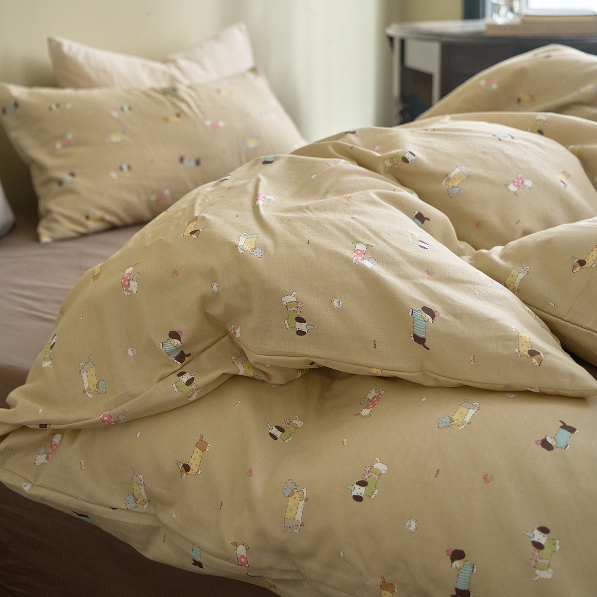 91家纺网 家纺一手货源 找家纺 （总）洋铭区（原狠狠爱） 2026春季新款简约全棉 无边双层纱 四件套系列