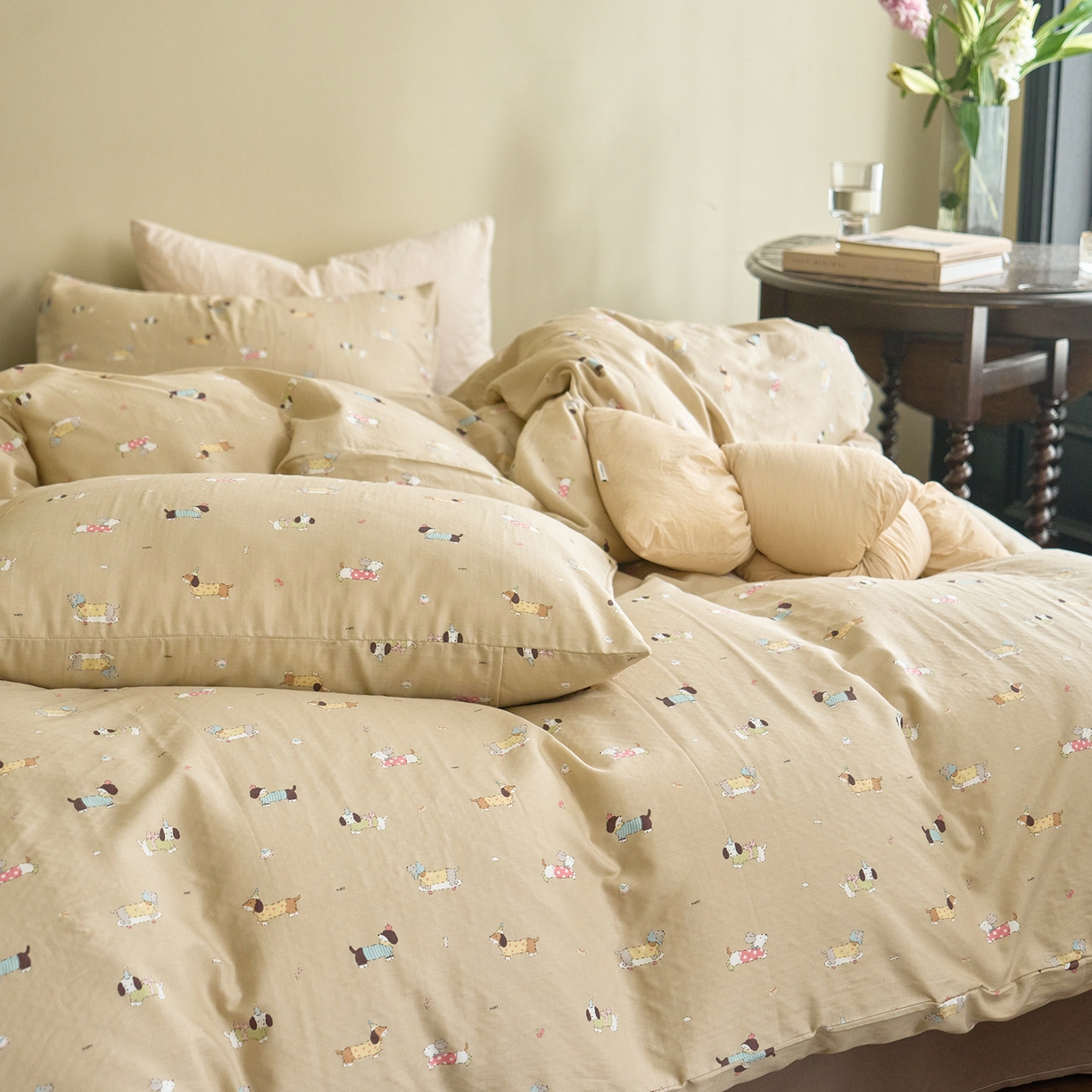 91家纺网 家纺一手货源 找家纺 （总）洋铭区（原狠狠爱） 2026春季新款简约全棉 无边双层纱 四件套系列