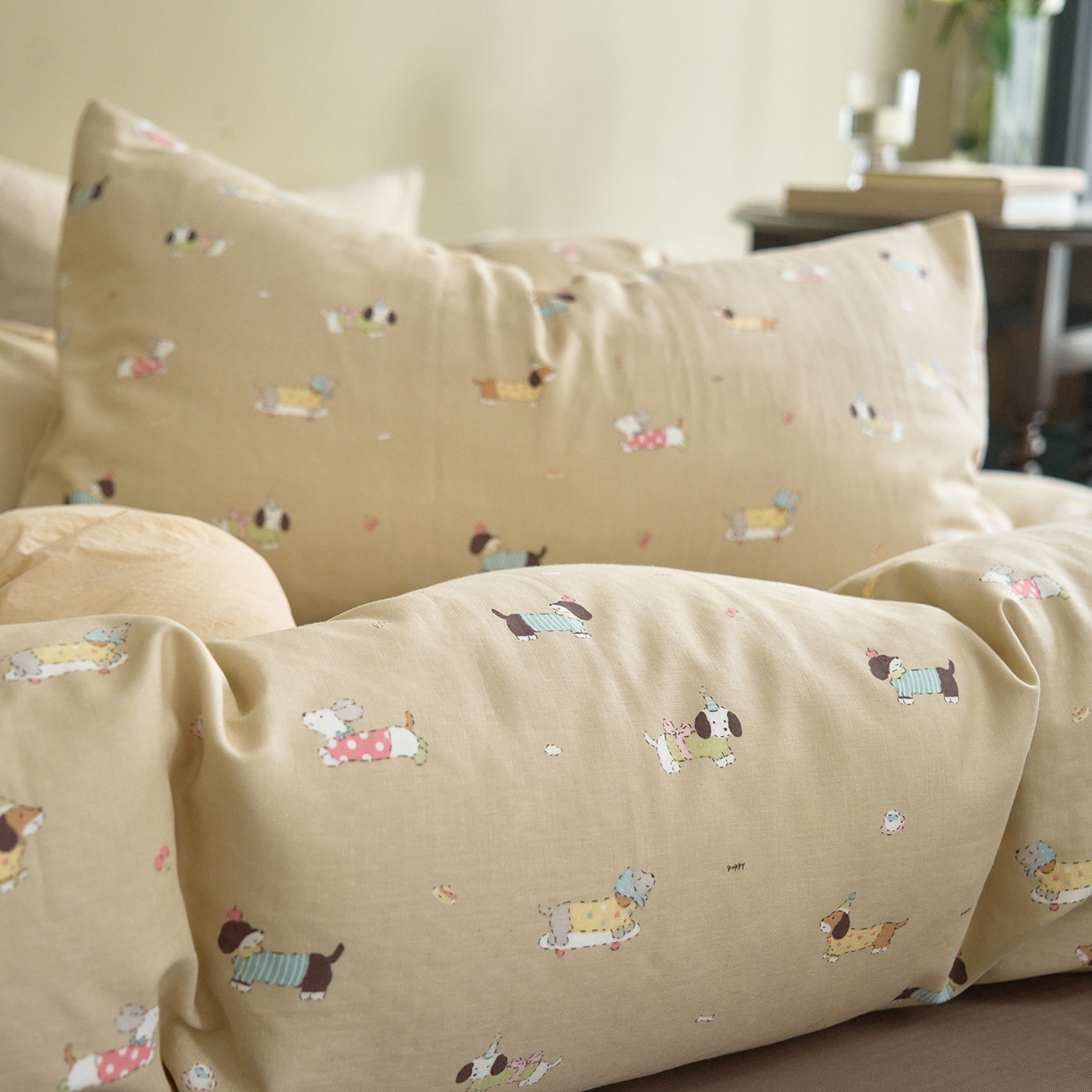 91家纺网 家纺一手货源 找家纺 （总）洋铭区（原狠狠爱） 2026春季新款简约全棉 无边双层纱 四件套系列