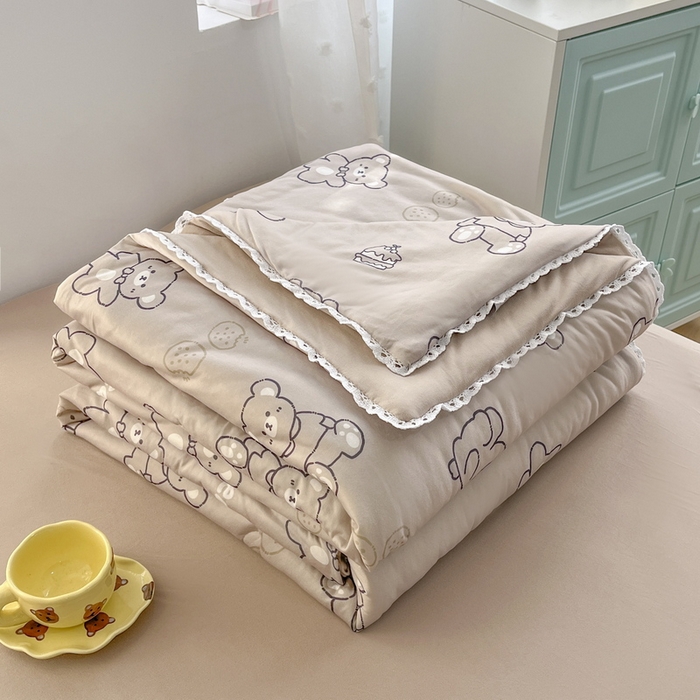 91家纺网 家纺一手货源 找家纺 默忆 2026新款A类母婴级针织棉大豆云朵被子被芯夏被空调被春秋冬被四季被 饼干熊