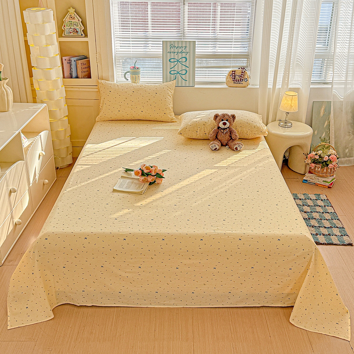 91家纺网 家纺一手货源 找家纺 （总）仟人梦 2026新款云感双层纱印花单床单床单单件