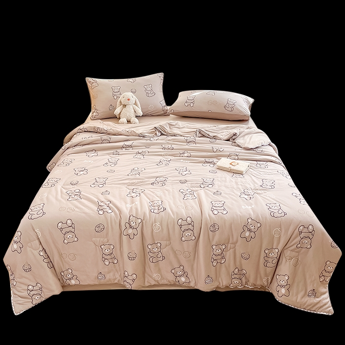 91家纺网 家纺一手货源 找家纺 默忆 2026新款A类母婴级针织棉大豆云朵被子被芯夏被空调被春秋冬被四季被 饼干熊