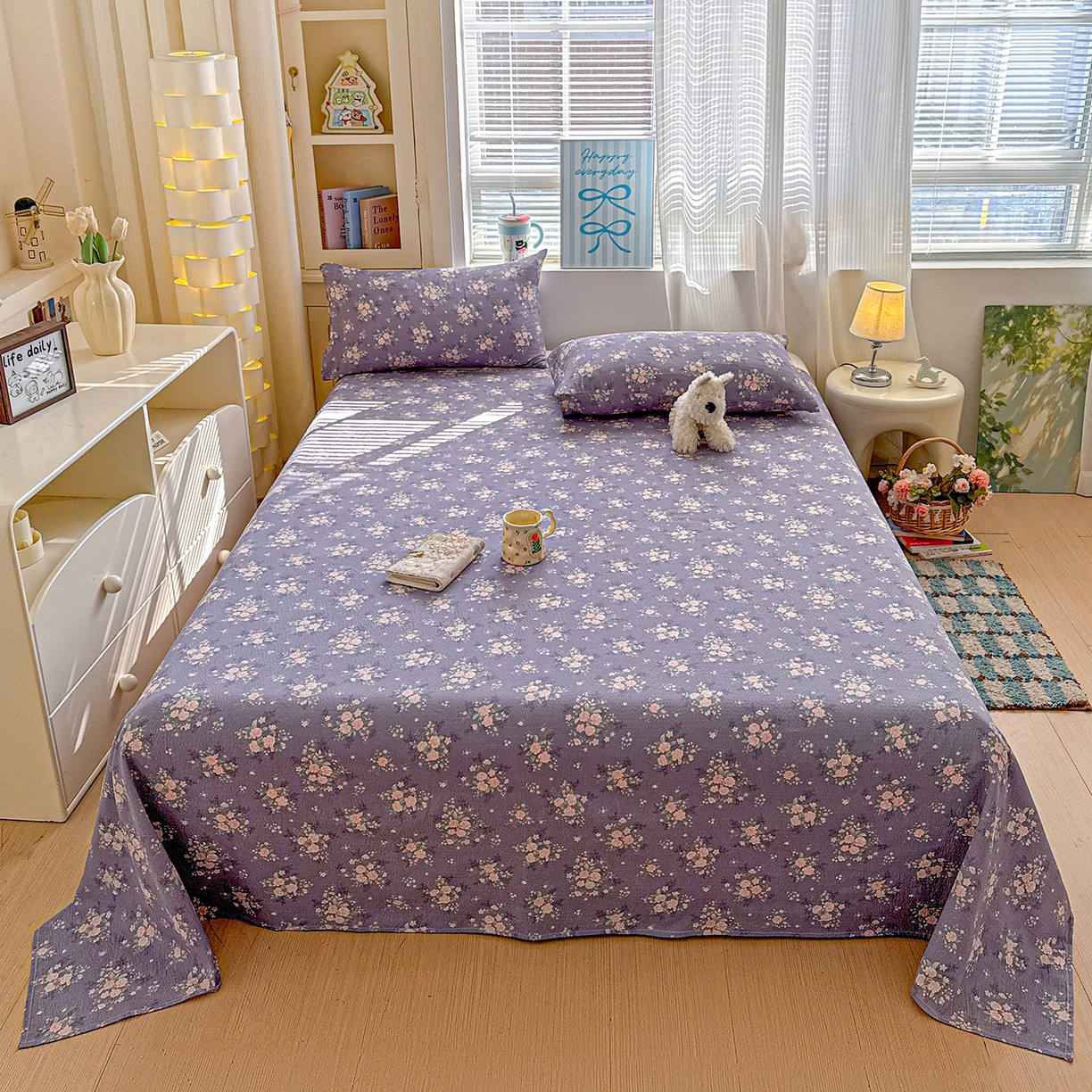 91家纺网 家纺一手货源 找家纺 （总）仟人梦 2026新款云感双层纱印花单床单床单单件