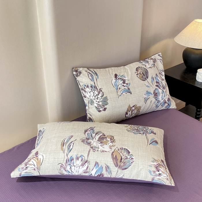 91家纺网 家纺一手货源 找家纺 红日子纺织品 2026春夏新款云感复古皱皱纱四件套 远黛-紫