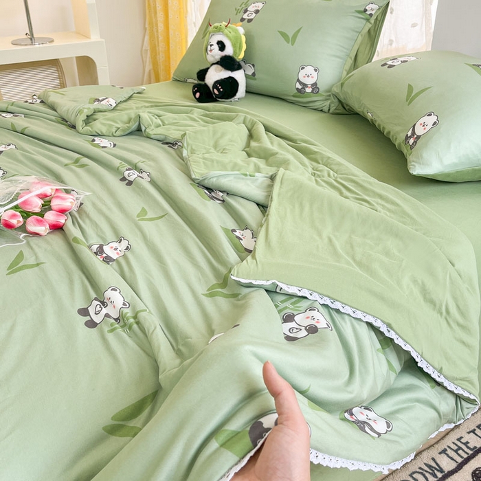 91家纺网 家纺一手货源 找家纺 默忆 2026新款A类母婴级针织棉大豆云朵被子被芯夏被空调被春秋冬被四季被 国宝熊猫