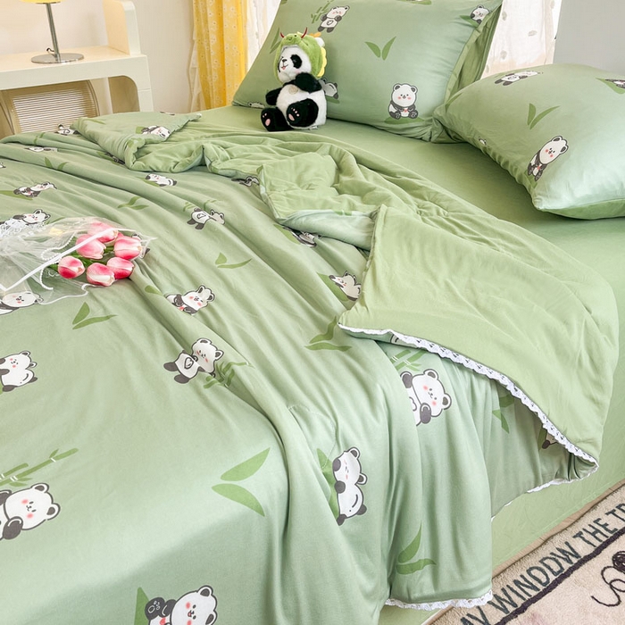 91家纺网 家纺一手货源 找家纺 默忆 2026新款A类母婴级针织棉大豆云朵被子被芯夏被空调被春秋冬被四季被 国宝熊猫