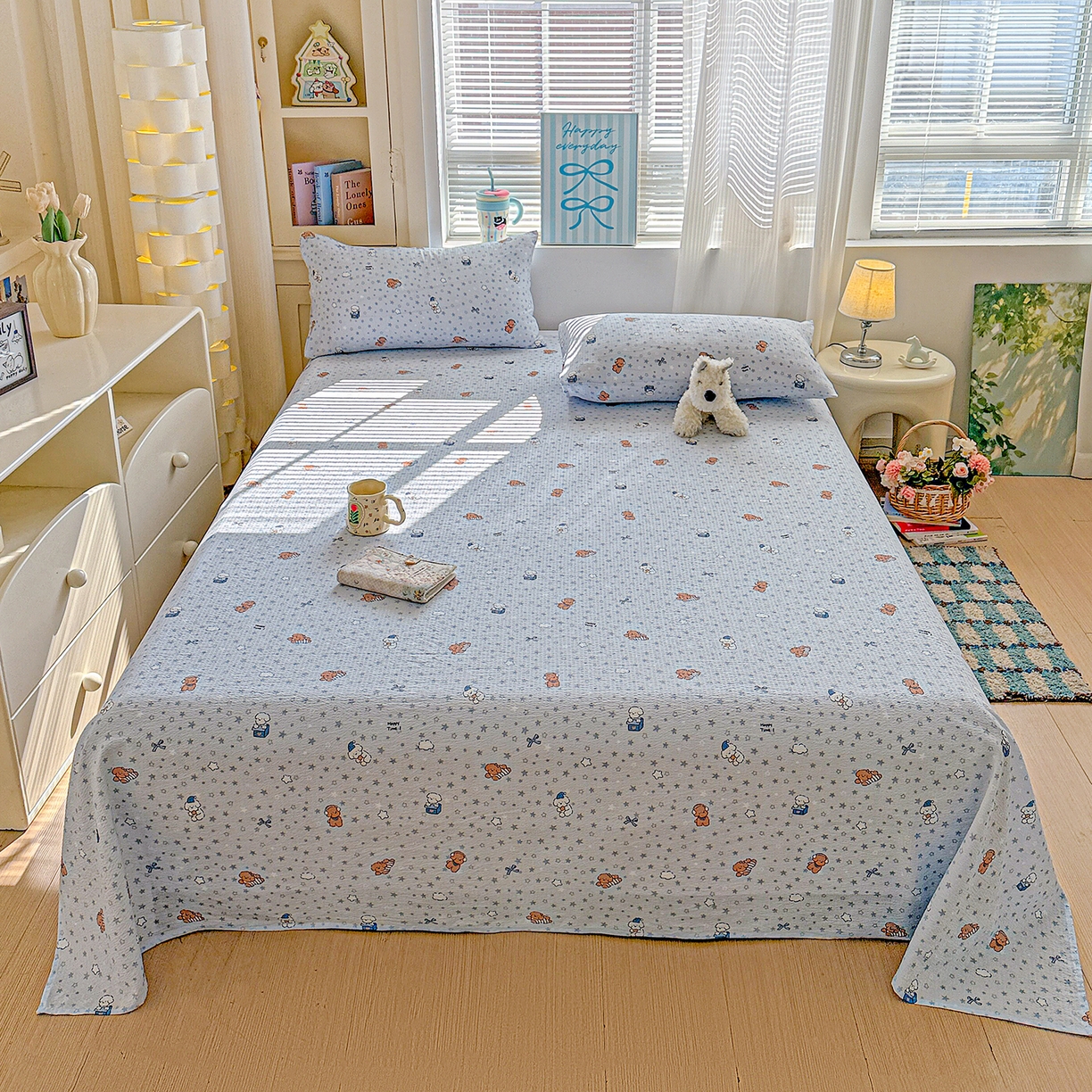 91家纺网 家纺一手货源 找家纺 （总）仟人梦 2026新款云感双层纱印花单床单床单单件