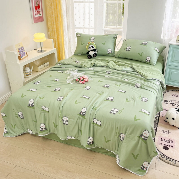 91家纺网 家纺一手货源 找家纺 默忆 2026新款A类母婴级针织棉大豆云朵被子被芯夏被空调被春秋冬被四季被 国宝熊猫