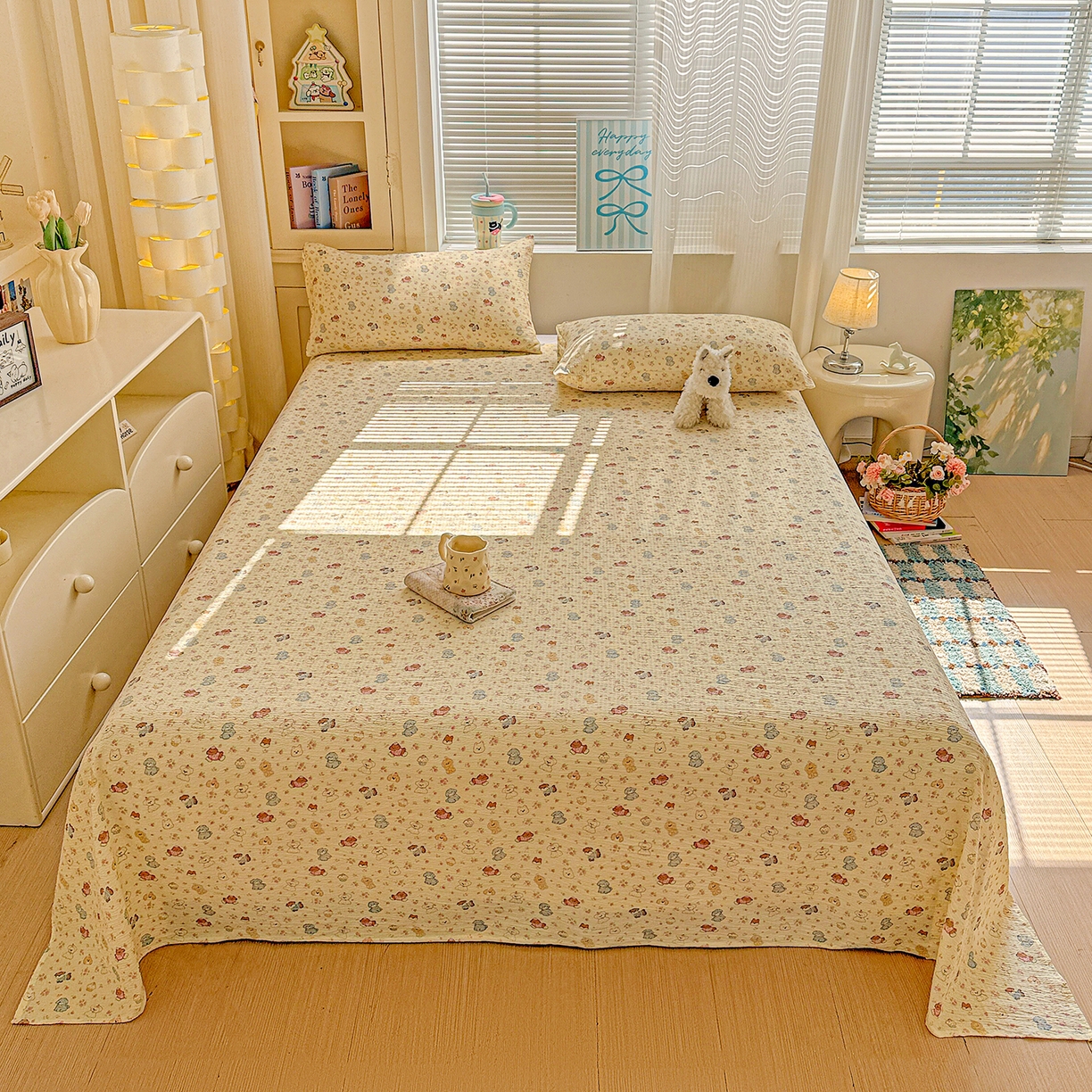 91家纺网 家纺一手货源 找家纺 （总）仟人梦 2026新款云感双层纱印花单床单床单单件