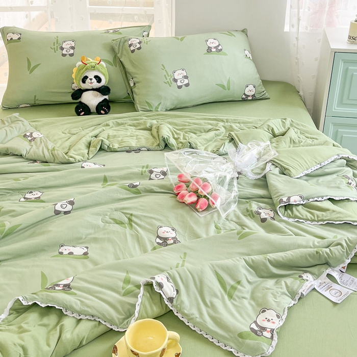 91家纺网 家纺一手货源 找家纺 默忆 2026新款A类母婴级针织棉大豆云朵被子被芯夏被空调被春秋冬被四季被 国宝熊猫