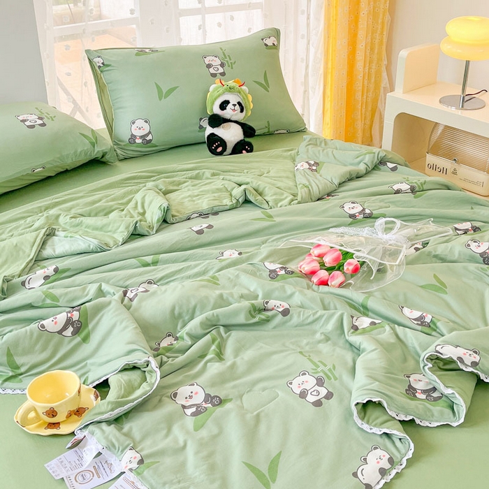 91家纺网 家纺一手货源 找家纺 默忆 2026新款A类母婴级针织棉大豆云朵被子被芯夏被空调被春秋冬被四季被 国宝熊猫