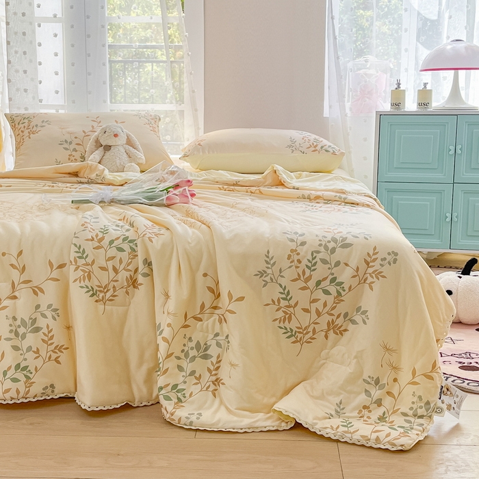 91家纺网 家纺一手货源 找家纺 默忆 2026新款A类母婴级针织棉大豆云朵被子被芯夏被空调被春秋冬被四季被 发财树