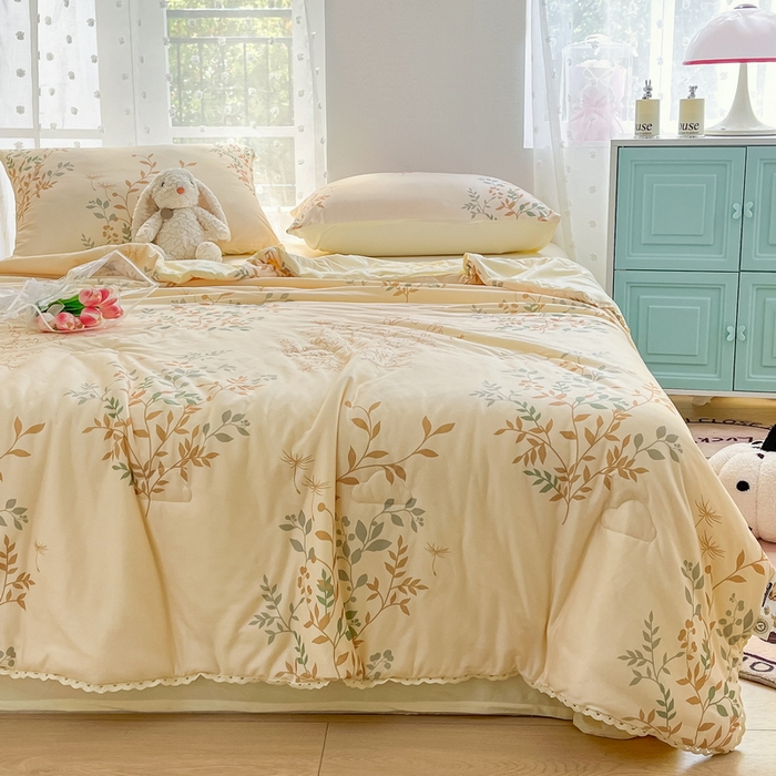 91家纺网 家纺一手货源 找家纺 默忆 2026新款A类母婴级针织棉大豆云朵被子被芯夏被空调被春秋冬被四季被 发财树