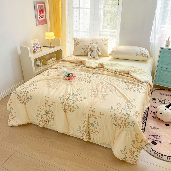 91家纺网 家纺一手货源 找家纺 默忆 2026新款A类母婴级针织棉大豆云朵被子被芯夏被空调被春秋冬被四季被 发财树