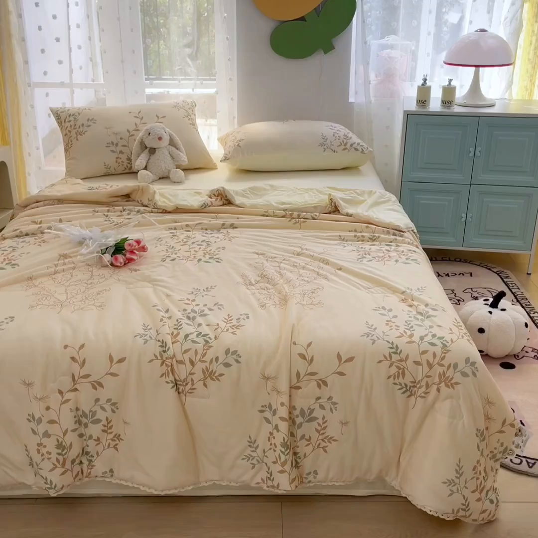 91家纺网 家纺一手货源 找家纺 默忆 2026新款A类母婴级针织棉大豆云朵被子被芯夏被空调被春秋冬被四季被 发财树