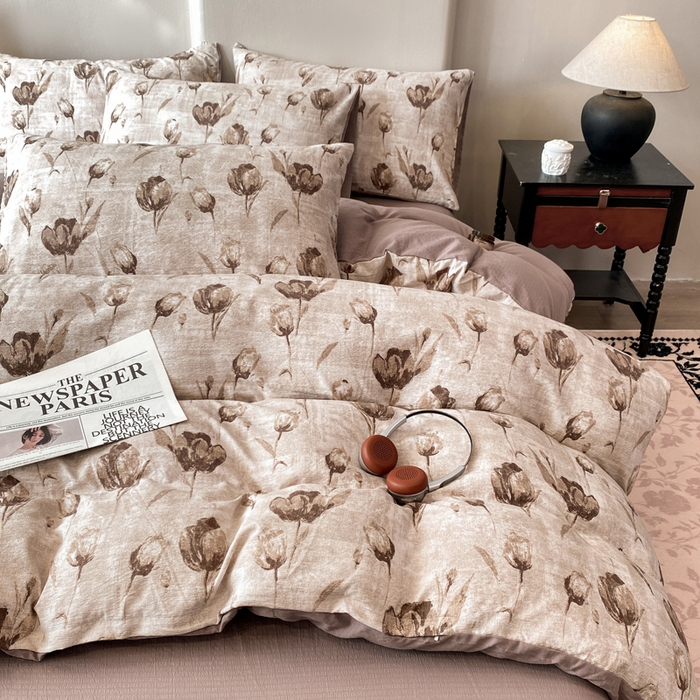 红日子纺织品 2026春夏新款云感复古皱皱纱四件套 知音-卡