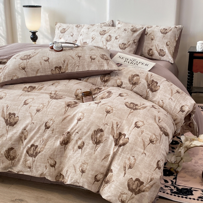 91家纺网 家纺一手货源 找家纺 红日子纺织品 2026春夏新款云感复古皱皱纱四件套 知音-卡