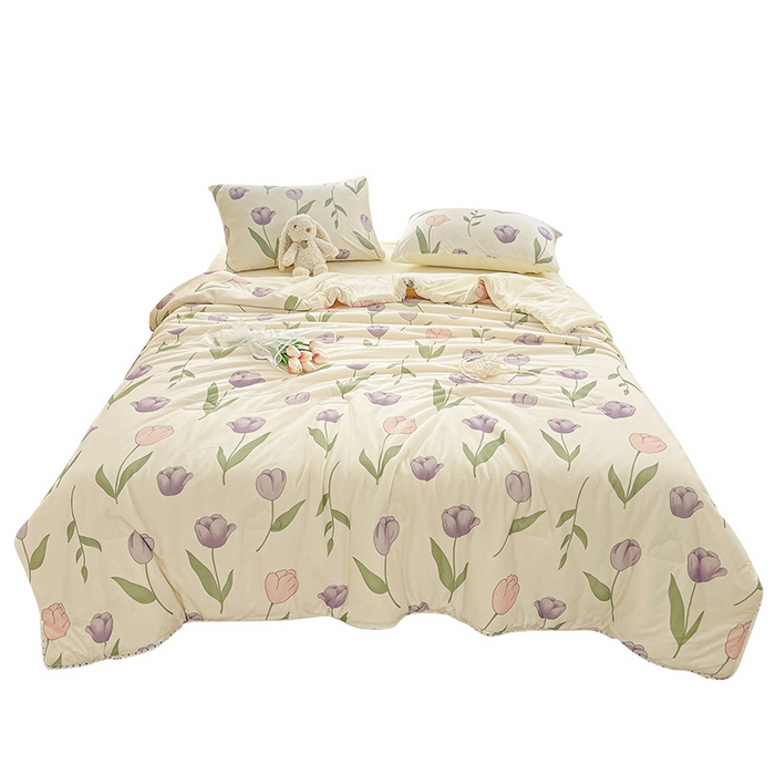 91家纺网 家纺一手货源 找家纺 默忆 2026新款A类母婴级针织棉大豆云朵被子被芯夏被空调被春秋冬被四季被 郁金香