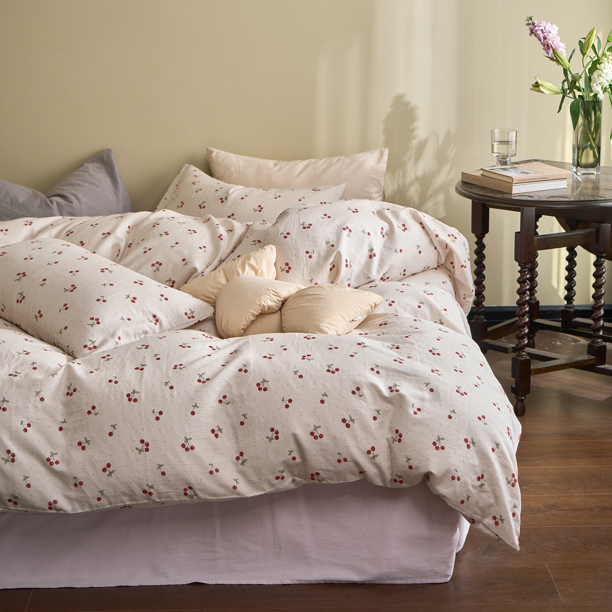 洋铭区（原狠狠爱） 2026春季新款简约全棉 无边双层纱 四件套系列 红果果