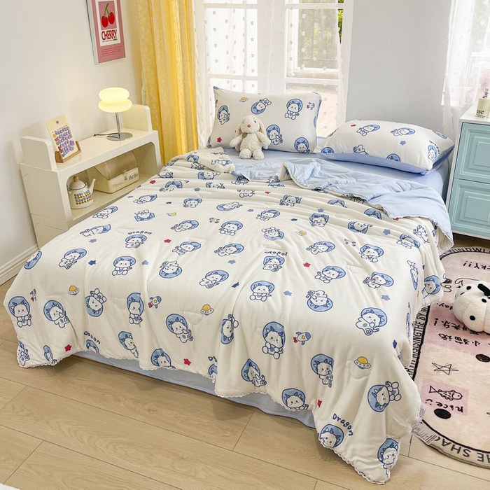 91家纺网 家纺一手货源 找家纺 默忆 2026新款A类母婴级针织棉大豆云朵被子被芯夏被空调被春秋冬被四季被 小龙人