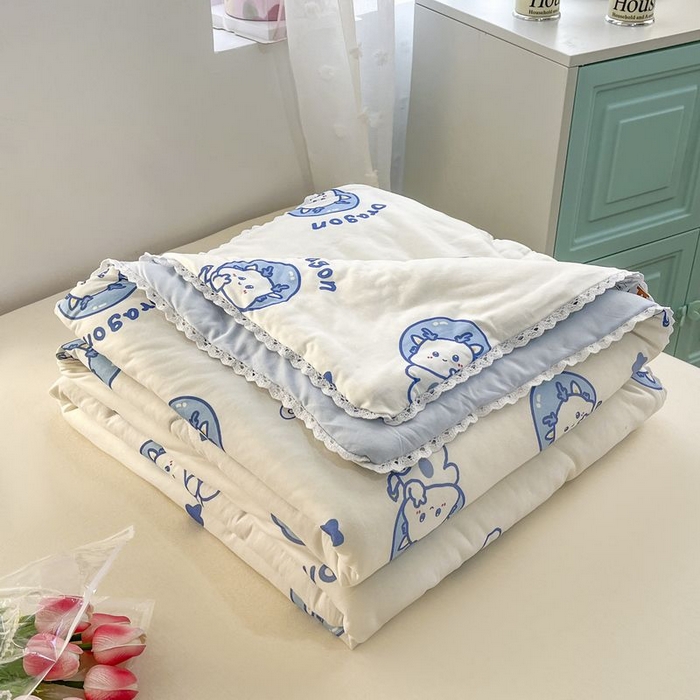 91家纺网 家纺一手货源 找家纺 默忆 2026新款A类母婴级针织棉大豆云朵被子被芯夏被空调被春秋冬被四季被 小龙人