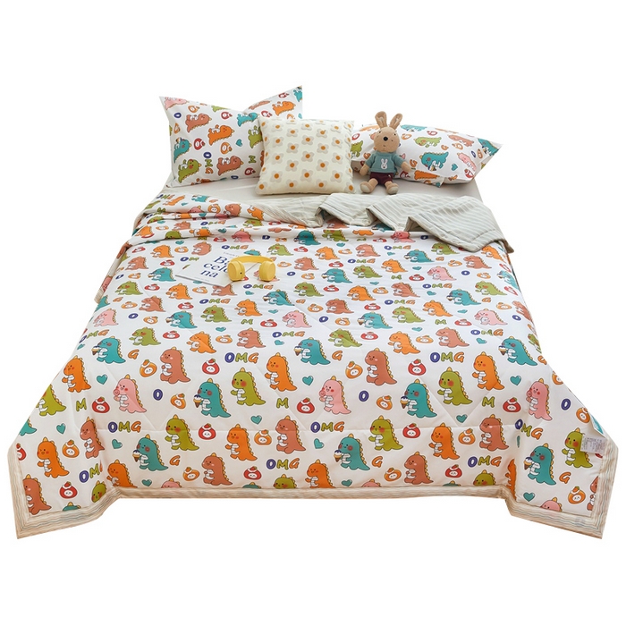 91家纺网 家纺一手货源 找家纺 黛妮雅 2026新款双面全棉羽丝夏被 恐龙宝贝