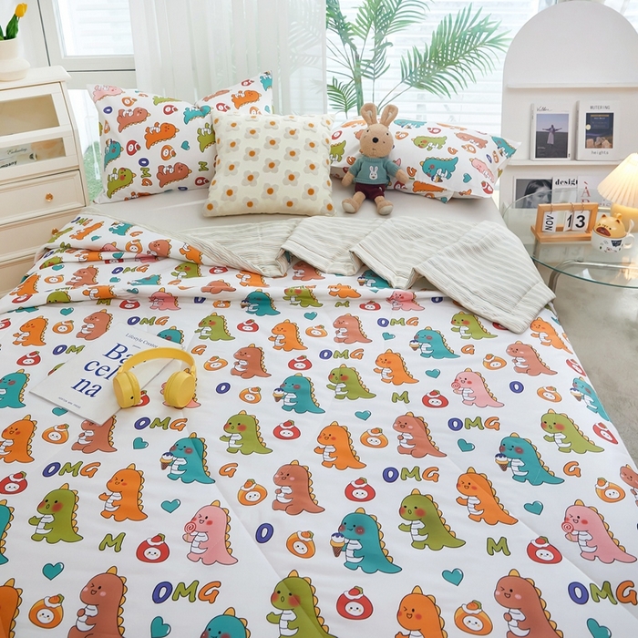 91家纺网 家纺一手货源 找家纺 黛妮雅 2026新款双面全棉羽丝夏被 恐龙宝贝