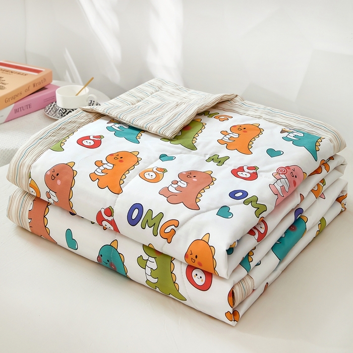 91家纺网 家纺一手货源 找家纺 黛妮雅 2026新款双面全棉羽丝夏被 恐龙宝贝