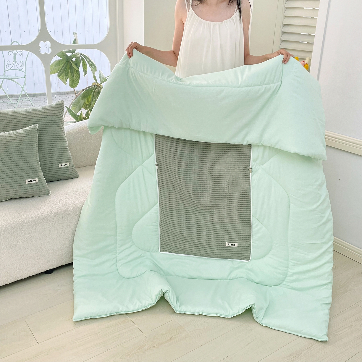 91家纺网 家纺一手货源 找家纺 （总）番茄+ 2026新款春夏色织全棉极简主义抱枕被