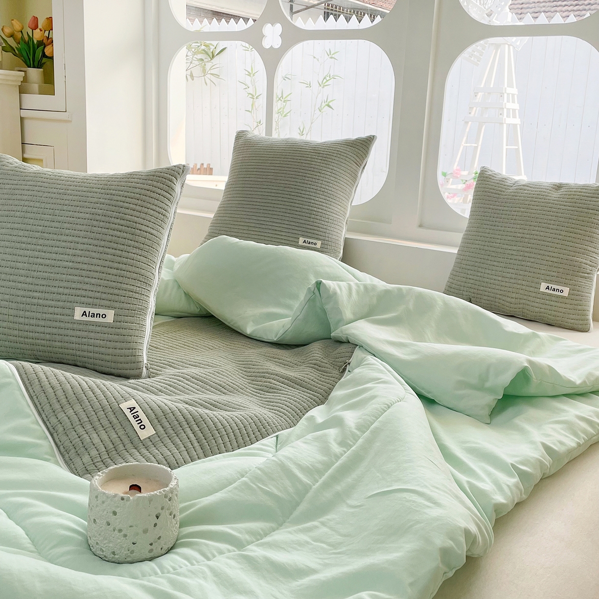 91家纺网 家纺一手货源 找家纺 （总）番茄+ 2026新款春夏色织全棉极简主义抱枕被