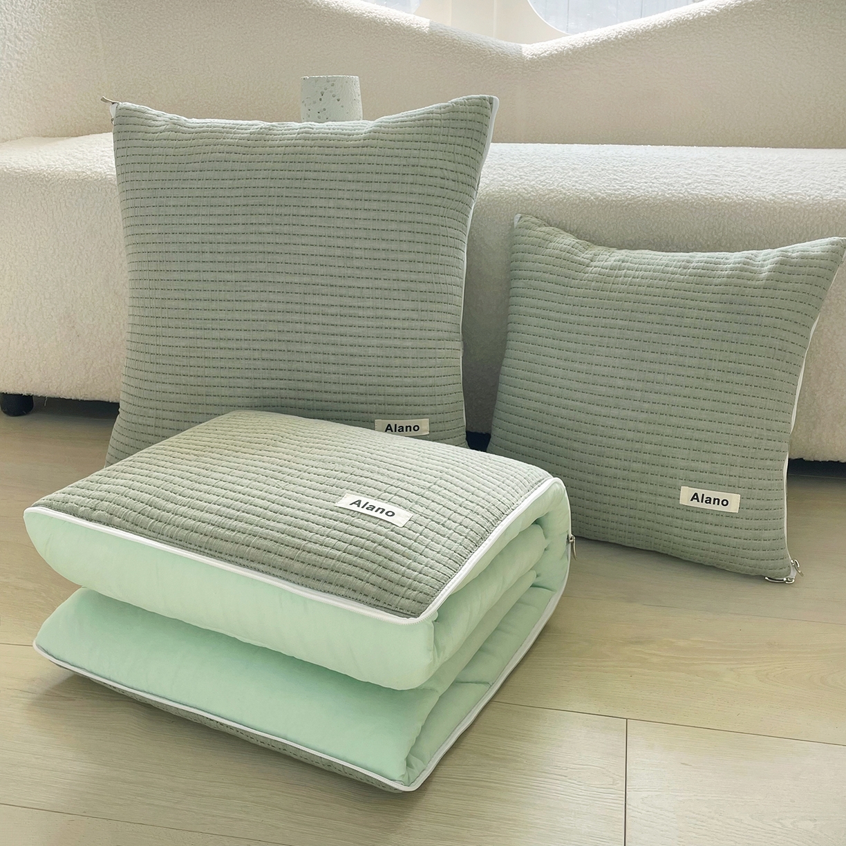 91家纺网 家纺一手货源 找家纺 （总）番茄+ 2026新款春夏色织全棉极简主义抱枕被