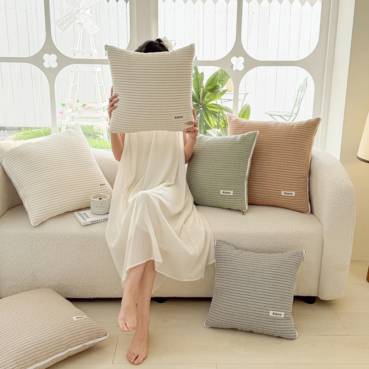 91家纺网 家纺一手货源 找家纺 （总）番茄+ 2026新款春夏色织全棉极简主义抱枕被