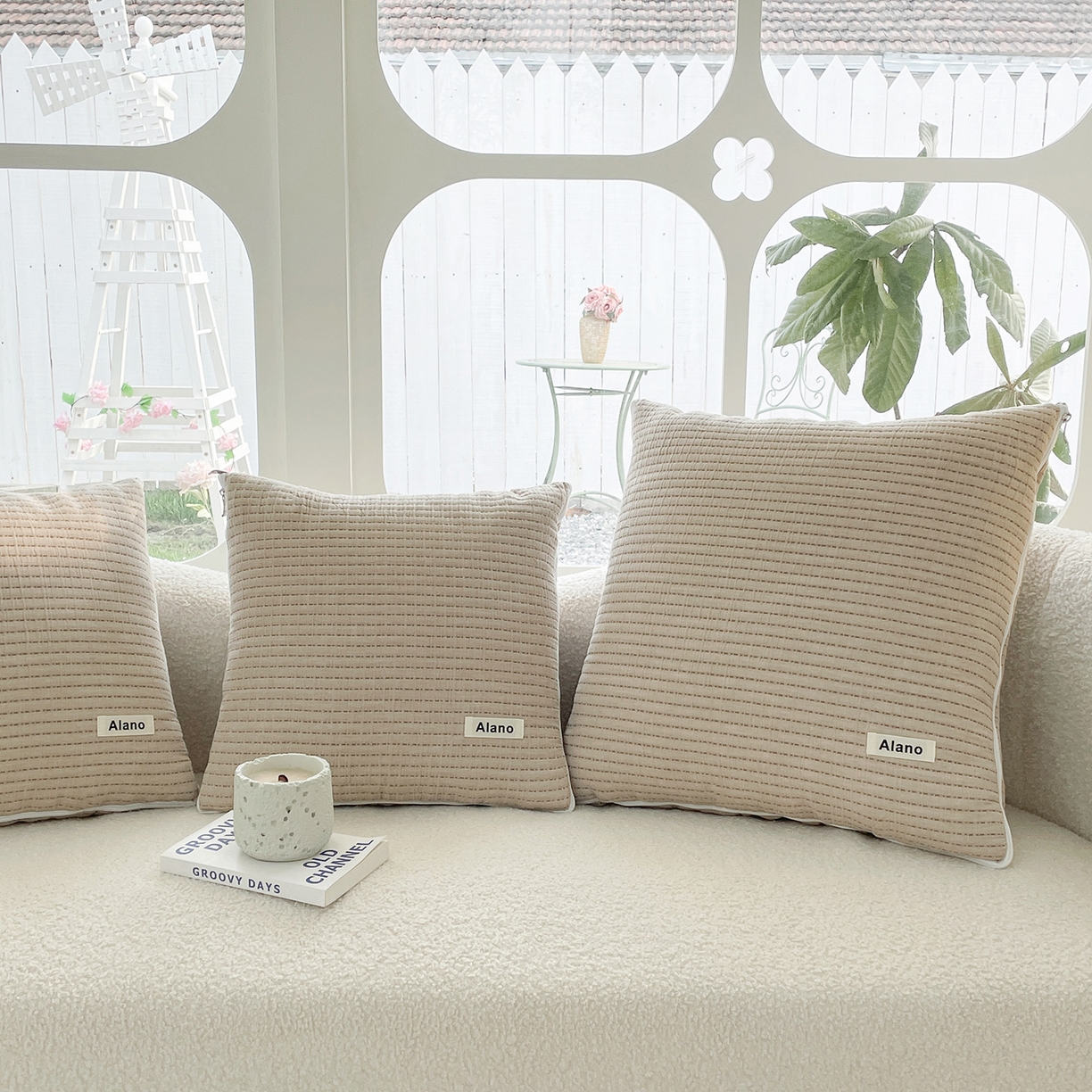 91家纺网 家纺一手货源 找家纺 番茄+ 2026新款春夏色织全棉极简主义抱枕被 浅咖