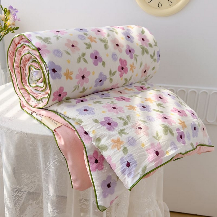 91家纺网 家纺一手货源 找家纺 （总）默忆 2026新款水洗棉双层纱夏被夏凉被空调被被子被芯