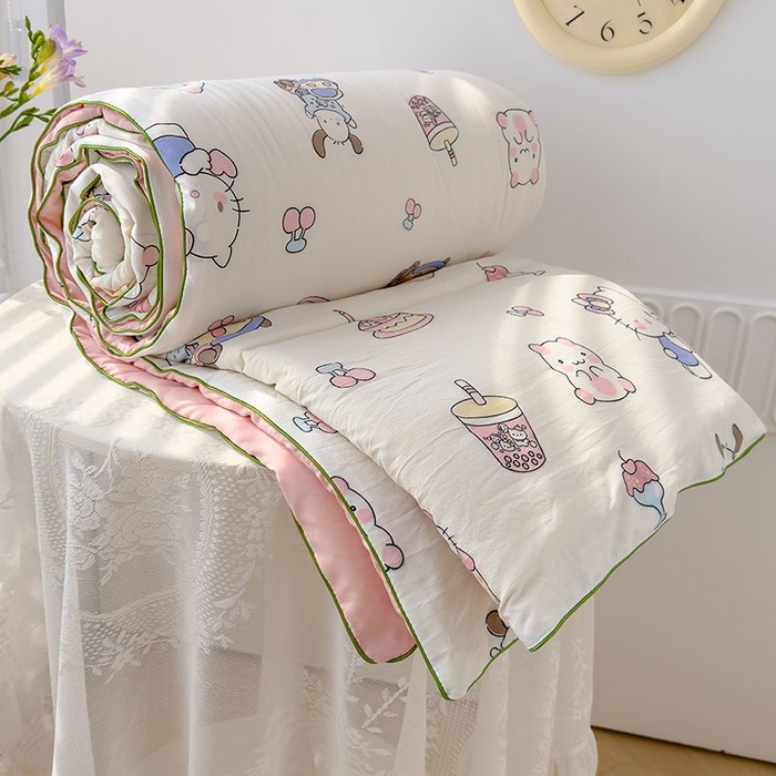 91家纺网 家纺一手货源 找家纺 （总）默忆 2026新款水洗棉双层纱夏被夏凉被空调被被子被芯