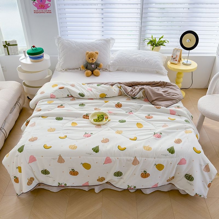 91家纺网 家纺一手货源 找家纺 默忆 2026新款水洗棉双层纱夏被夏凉被空调被被子被芯 南瓜日记