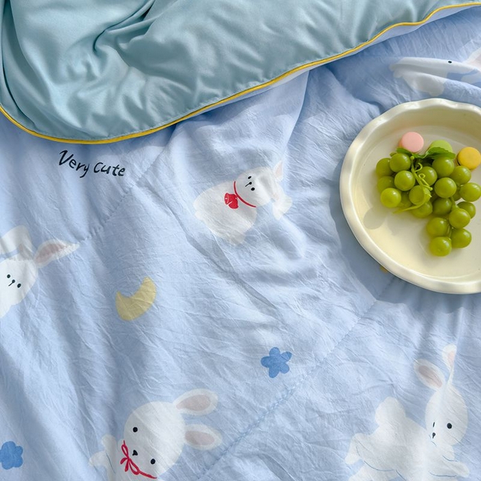 91家纺网 家纺一手货源 找家纺 默忆 2026新款水洗棉双层纱夏被夏凉被空调被被子被芯 小白兔