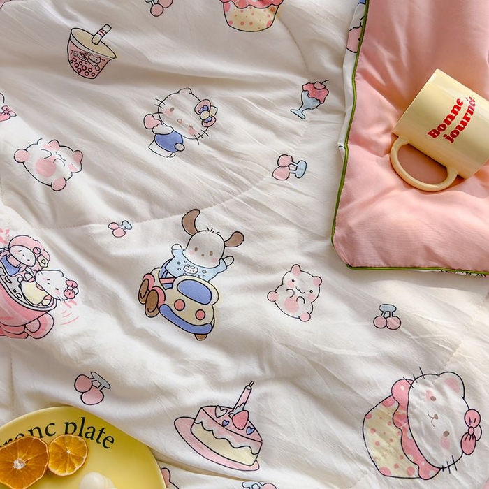 91家纺网 家纺一手货源 找家纺 默忆 2026新款水洗棉双层纱夏被夏凉被空调被被子被芯 凯蒂猫