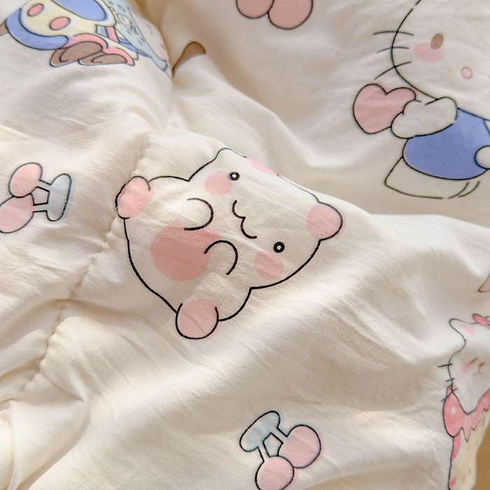 91家纺网 家纺一手货源 找家纺 默忆 2026新款水洗棉双层纱夏被夏凉被空调被被子被芯 凯蒂猫