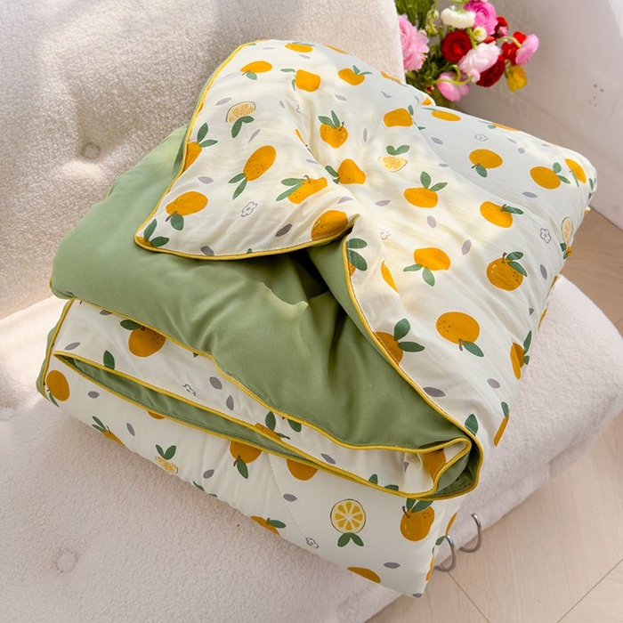 91家纺网 家纺一手货源 找家纺 默忆 2026新款水洗棉双层纱夏被夏凉被空调被被子被芯 小橘子