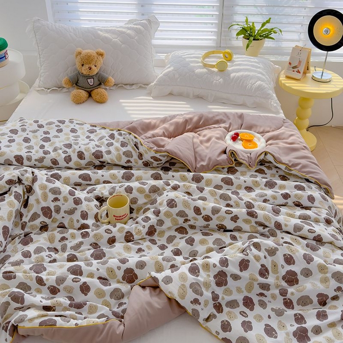 91家纺网 家纺一手货源 找家纺 默忆 2026新款水洗棉双层纱夏被夏凉被空调被被子被芯 萌萌狗