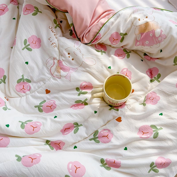 91家纺网 家纺一手货源 找家纺 默忆 2026新款水洗棉双层纱夏被夏凉被空调被被子被芯 曼塔玫瑰